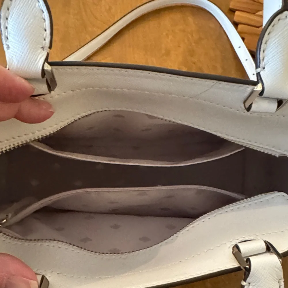 kate spade White Trim Natural Straw Satchel with Floral Charm - Picture 3 of 4